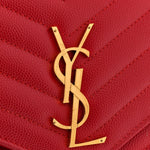 Grain De Poudre Matelasse Chevron Monogram Chain Wallet New Red
