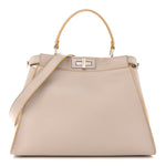 Vitello Seta Burro Medium Peekaboo Iconic Satchel Grigio Polvere Mattone