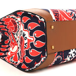 Canvas Calfskin Large Vlogo Manifesto Bandana Print Tote Red Multicolor