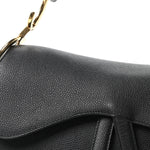 Grained Calfskin Saddle Bag Black
