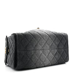 Washed Denim Quilted Small Chanel 25 Handbag Black