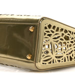 X DAVID WISEMAN Metallic Calfskin Laser Cut Large Lady Dior Gold