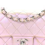 Iridescent Calfskin Quilted Mini Rectangular Flap Pink