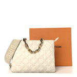 Lambskin Embossed Monogram Coussin PM Beige Cream