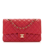 Iridescent Caviar Quilted Medium Double Flap Red