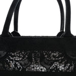 Embroidered 3D Macrame D-Lace Sun Medium Book Tote Black