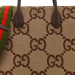 Monogram Jumbo GG Textured Dollar Calfskin Web Tote Bag Camel Ebony New Acero