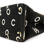 Canvas Printed Quilted Logo Tote Black White