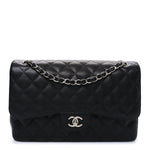 Caviar Quilted Jumbo Double Flap Black