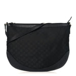Denim Monogram Large Half Moon Hobo Black
