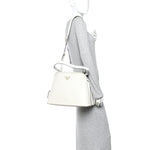 Saffiano Cuir Matinee Tote White Black