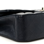 Caviar Quilted Medium Double Flap Navy