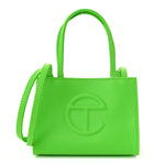 Vegan Leather Small Shopping Bag Highlighter Green