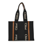 Cotton Calfskin Medium Woody Ribbon Tote Black