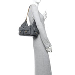 Shiny Lambskin Quilted Large Trendy Pockets Hobo Grey