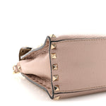 Pebbled Calfskin Medium Rockstud Top Handle Shoulder Bag Poudre