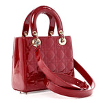 Patent Cannage Small Lady Dior Cherry Red