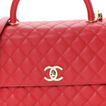 Caviar Quilted Lizard Embossed Small Coco Handle Flap Red