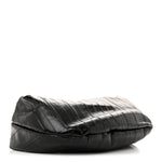 Glossy Calfskin Eelskin Embossed Medium Olivia Hobo Black