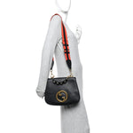 Roxy Calfskin Web Medium Studded Blondie Shoulder Flap Bag Black