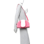 Vitello Colorblock Free Rockstud Top Handle Shoulder Bag Pink Optic White