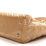 Patent Cannage Large Dior Soft Shopping Tote Beige