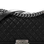 Lambskin Quilted Medium Boy Flap Black
