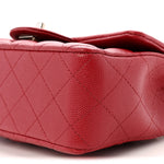 Caviar Quilted Mini Rectangular Flap Dark Red
