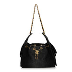 Washed Denim Quilted Small Chanel 25 Handbag Black