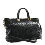 Nappa Gaufre Top Handle Satchel Black