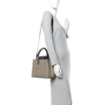 Raffia Calfskin Capucines MM Black Ecru