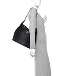 Washed Denim Quilted Medium Chanel 25 Handbag Black