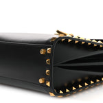 Grainy Calfskin Small Rockstud Alcove Top-Handle Flap Bag Black