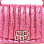 Metallized Crushed Calfskin Quilted Small Monaco Shoulder Bag Pink