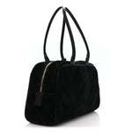 Suede Calfskin Large Perfect Bowling Bag Black