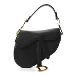 Grained Calfskin Mini Saddle Bag Black