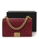 Caviar Quilted Medium Boy Flap Burgundy