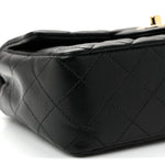 Lambskin Quilted Mini Rectangular Flap Black