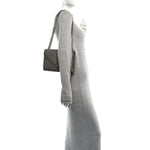 Grain De Poudre Textured Mixed Matelasse Medium Triquilt Monogram Satchel Greyish Brown