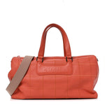 Caviar Square Stitched Large Tote Orange