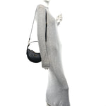 Soft Calfskin Mini Arque Shoulder Bag Black