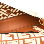 Vitello Seta FF Ajour Embroidered Baguette Brandy