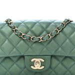 Iridescent Lambskin Quilted Mini Rectangular Flap Green
