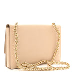 Printed Calfskin Vara Bow Chain Flap Crossbody Beige