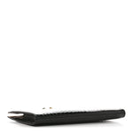 Calfskin Crocodile Embossed Knuckle Flat Clutch Black Gold