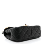 Lambskin Quilted Small Coco Clips Single Flap Black