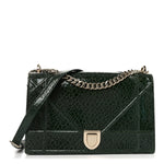 Ceramic Effect Deerskin Large Diorama Flap Bag Malachite Green
