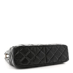 Shiny Crumpled Calfskin Quilted Large Wavy CC Hobo Black