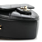 Lambskin Quilted CC In Love Heart Waist Belt Bag With Chain Black