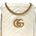 Calfskin Matelasse Mini GG Marmont 2.0 Bucket Bag White